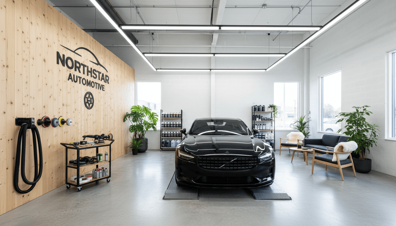 Luxury car detailing studio interior